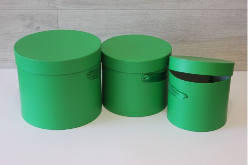 Шляпная коробка набор из 3х штук 19*22,5см, зеленая