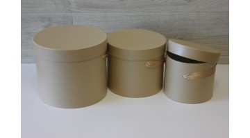 Шляпная коробка набор из 3х штук 19*22,5см, натуральная