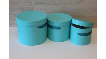 Шляпная коробка набор из 3х штук 19*22,5см, бирюзовая
