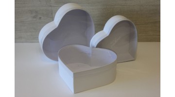 Шляпная коробка Сердце с прозрачной крышкой набор из 3х штук 28*25,2*11см, белая