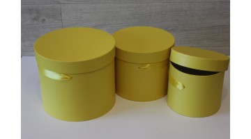 Шляпная коробка набор из 3х штук 19*22,5см, желтая