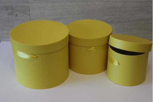 Шляпная коробка набор из 3х штук 19*22,5см, желтая