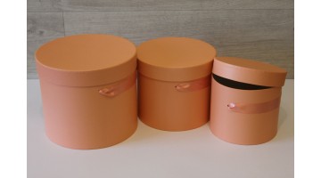Шляпная коробка набор из 3х штук 19*22,5см, персиковая