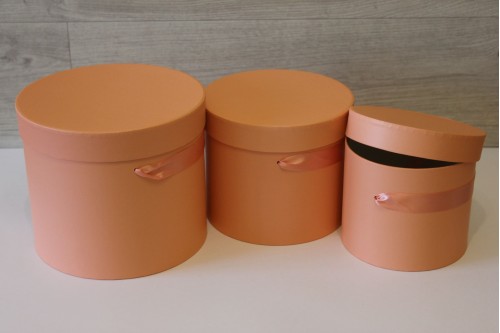 Шляпная коробка набор из 3х штук 19*22,5см, персиковая