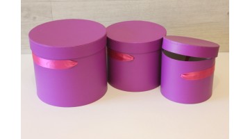 Шляпная коробка набор из 3х штук 19*22,5см, малиновая
